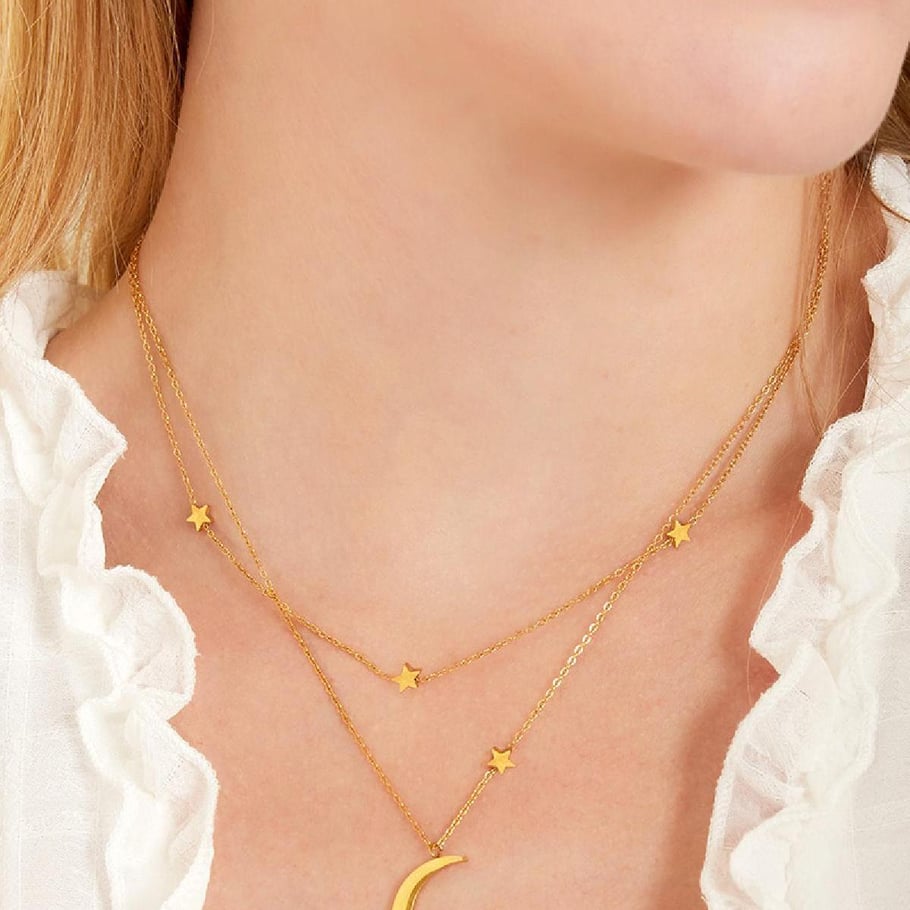 Double necklace moon and stars Picture5
